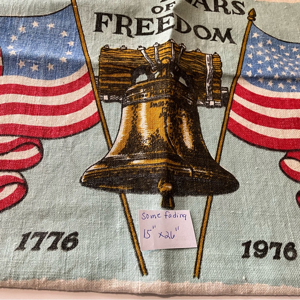 Vintage Calendar Towel Patriotic 1976 Flag Liberty Bills 1984 Folk Art Barn Farm - Picture 5 of 9
